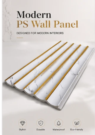 Luxury Marble PS Wall Panel With Gold Line Design suppliers
