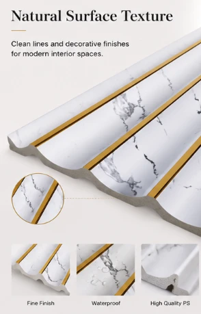 Luxury Marble PS Wall Panel With Gold Line Design factory